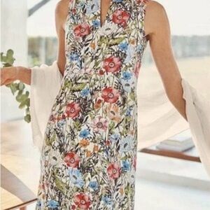 J. Jill Sleeveless Linen Floral Shift Dress